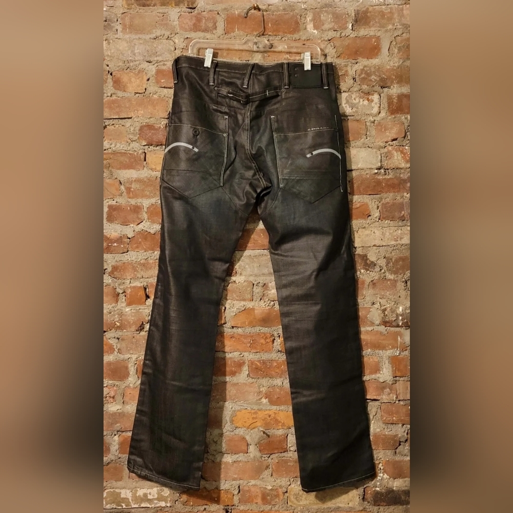 G STAR RAW WAX & RUBBED CINCH BUCKLE BACK DENIM JEANS 34W 36L RN 104506 CA41169
